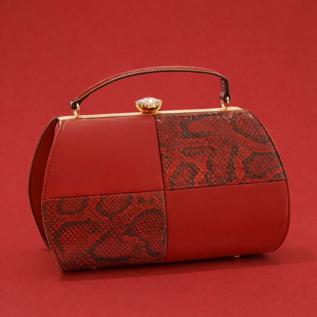 Ruby Red Snakeskin Bag